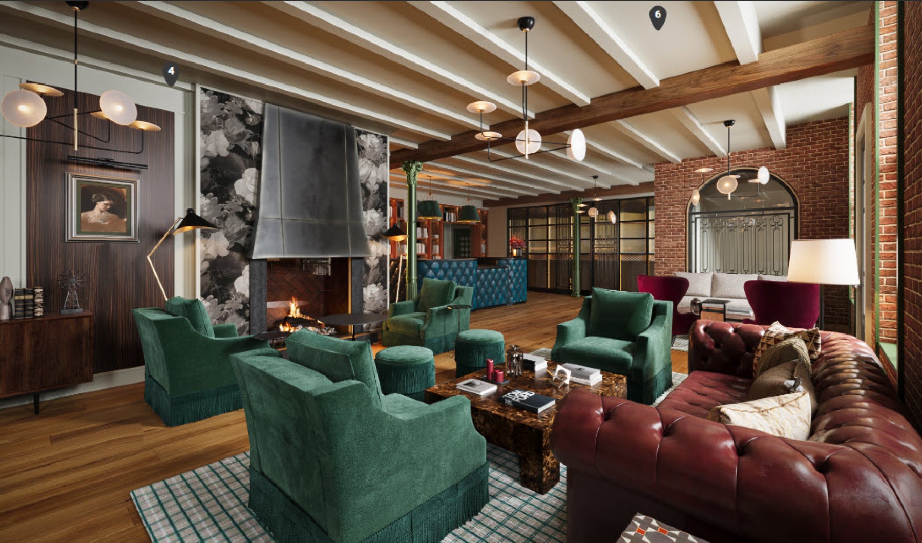 lounge with colorful decor