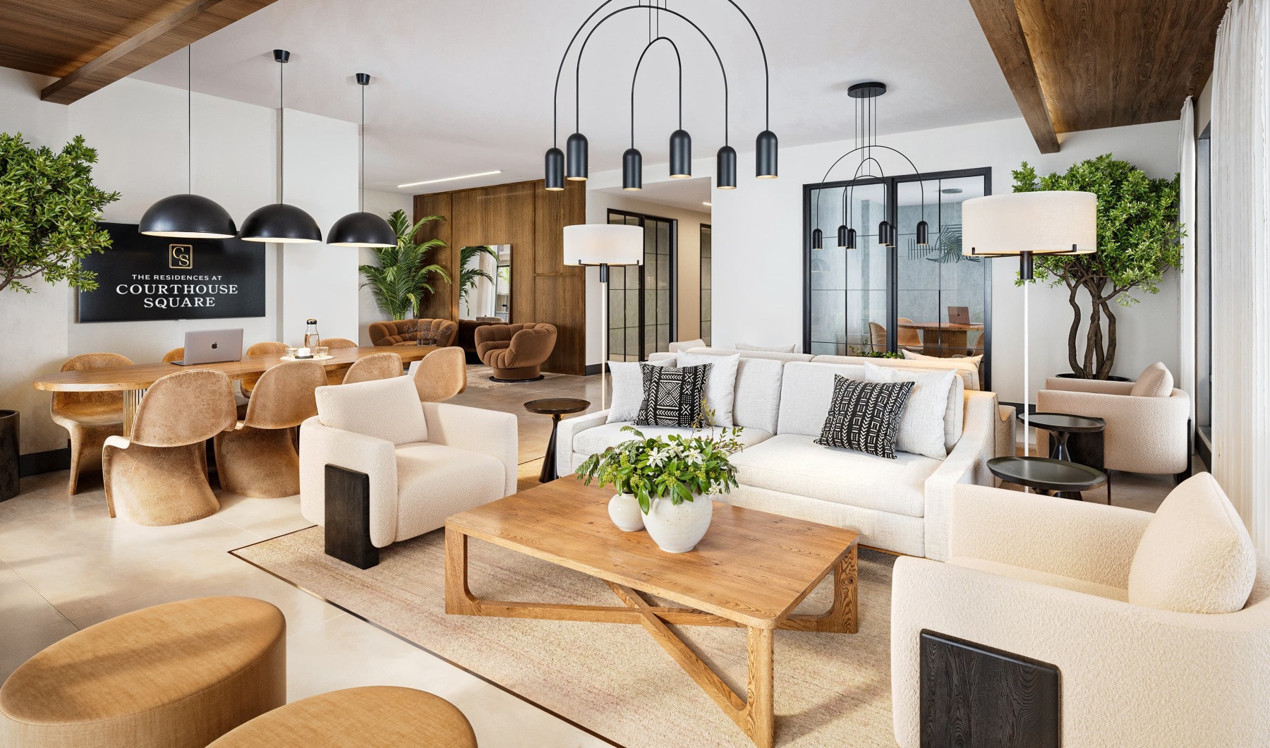 lounge with colorful decor